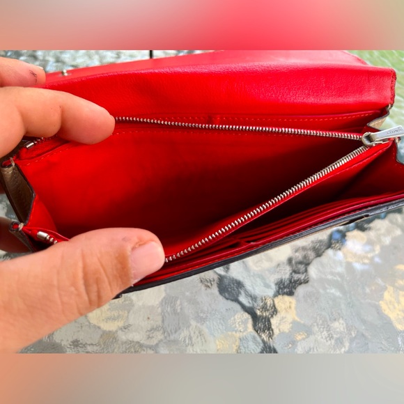 EUC Celine Long Snap Wallet Taupe With Red Interior - Picture 13 of 16